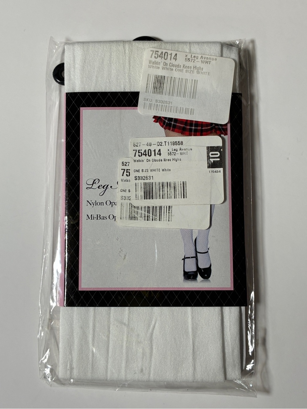 Leg Avenue x Dollskill Walkin On Clouds White Opaque Knee High Socks NWT
